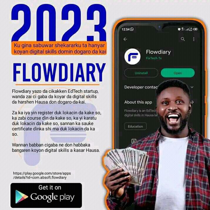 Flowdiary serves as a digital institute that teaches digital skills in Hausa language for easy understanding.